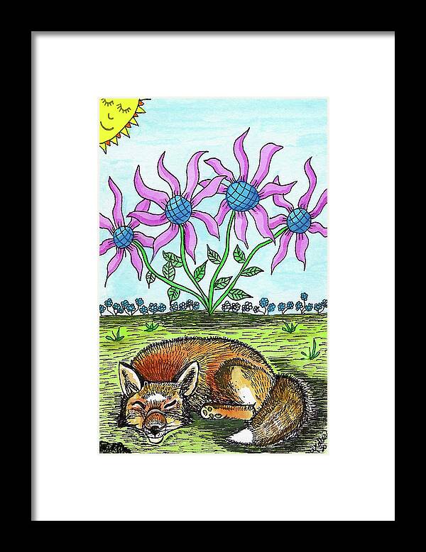 Fox Framed Print featuring the painting The Sleeping Fox by Christina Wedberg