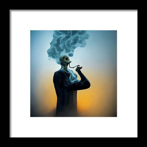 Smoker Framed Print featuring the digital art The Smoker 01 Surreal and Quirky by Matthias Hauser
