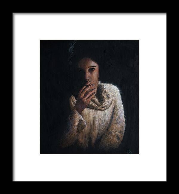 Smoker Framed Print featuring the painting The Smoker by Hans Egil Saele