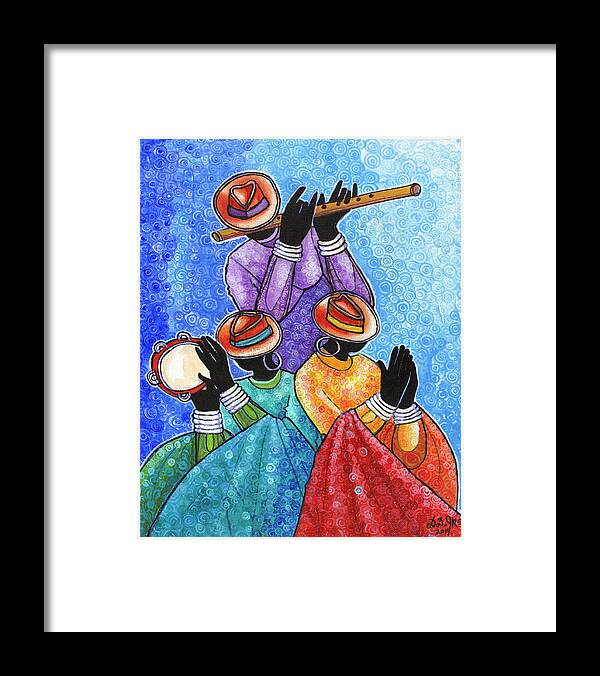 African American Art Framed Print featuring the painting The Sound of Joy and Gratitude by Darlington Ike