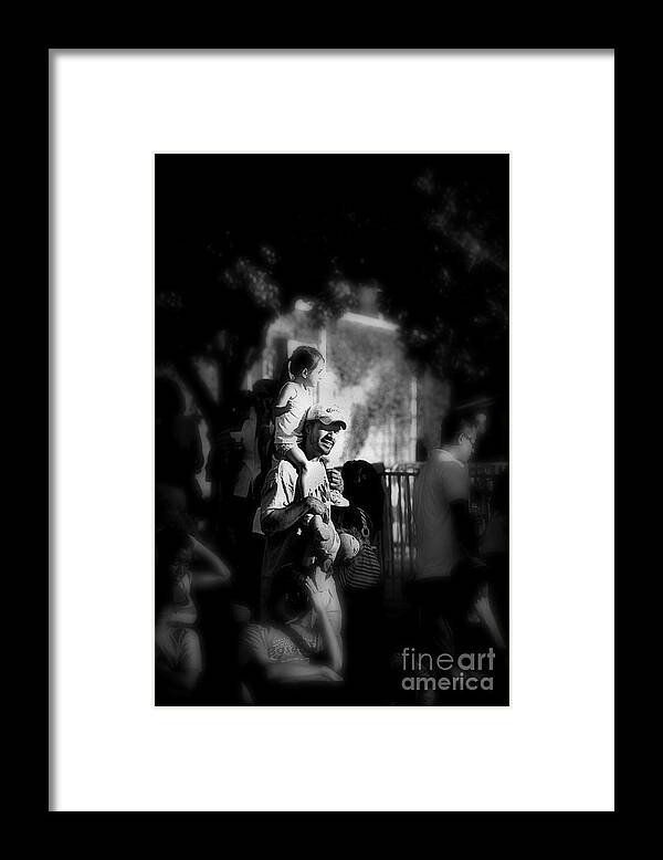Dad Framed Print featuring the photograph The Stability Of A Father - Black and White by Frank J Casella
