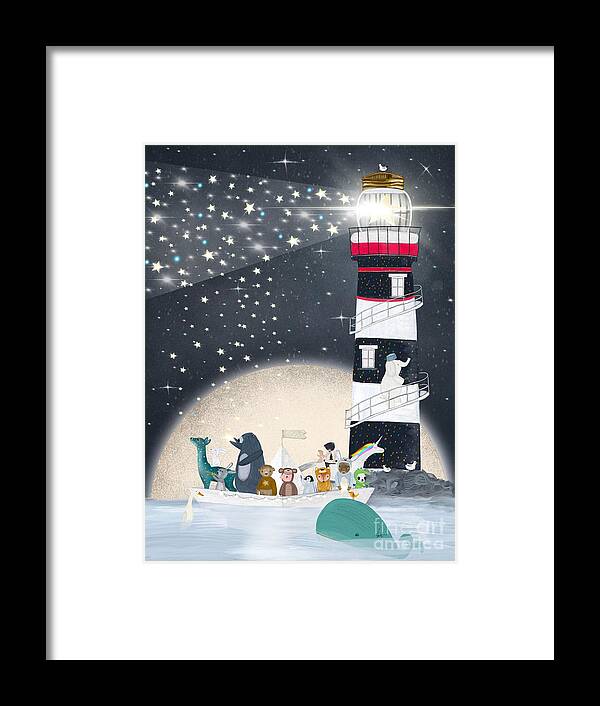 Nursery Art Framed Print featuring the painting The Star Lighthouse by Bri Buckley