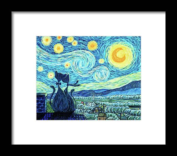 Vincent Van Gogh Framed Print featuring the painting The Starry Night Romance by Iryna Goodall