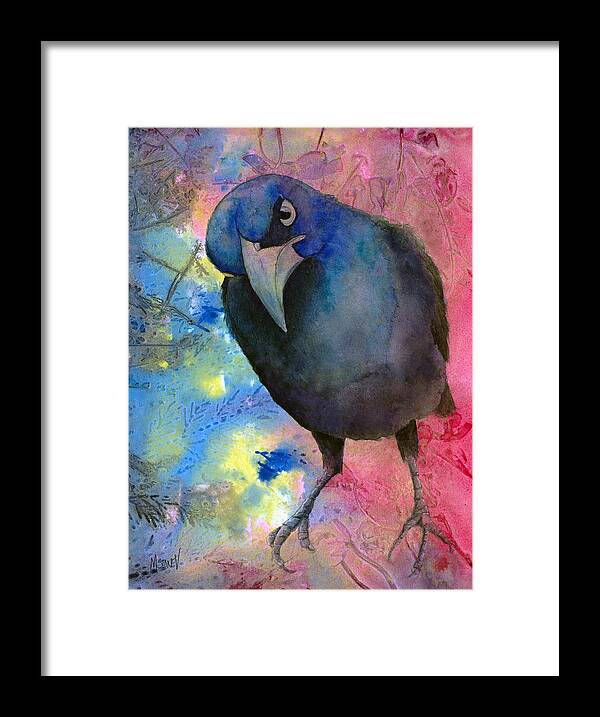 Crow Framed Print featuring the painting The Stink Eye by Marie Stone