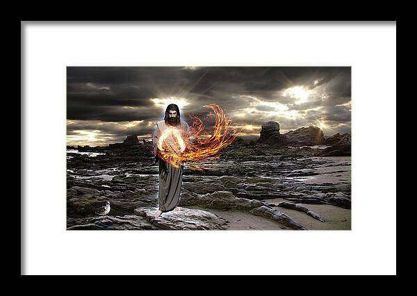 Jesus-face Framed Print featuring the photograph The Storm Will Fall Upon The Evil Of This Land by Acropolis De Versailles
