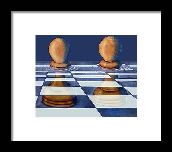 Chess Pieces Framed Print featuring the mixed media The Sunken Chess by Kelly Mills