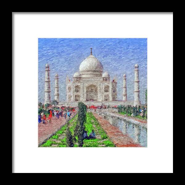 Taj Mahal Framed Print featuring the digital art The Taj Mahal - Impressionist Style by Digital Photographic Arts
