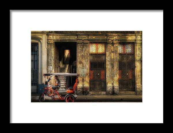 Bici-taxi Framed Print featuring the photograph The taxi is waiting downstairs by Micah Offman