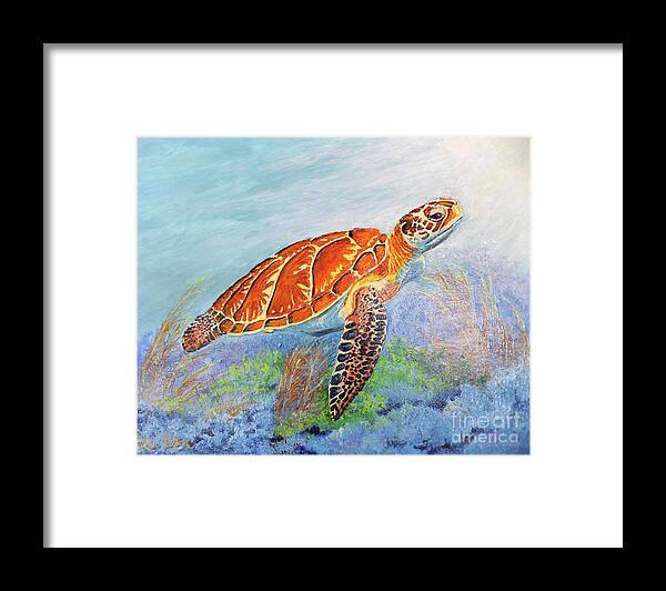 Sea Framed Print featuring the painting The Tenacious Sea Turtle by Lee Nixon