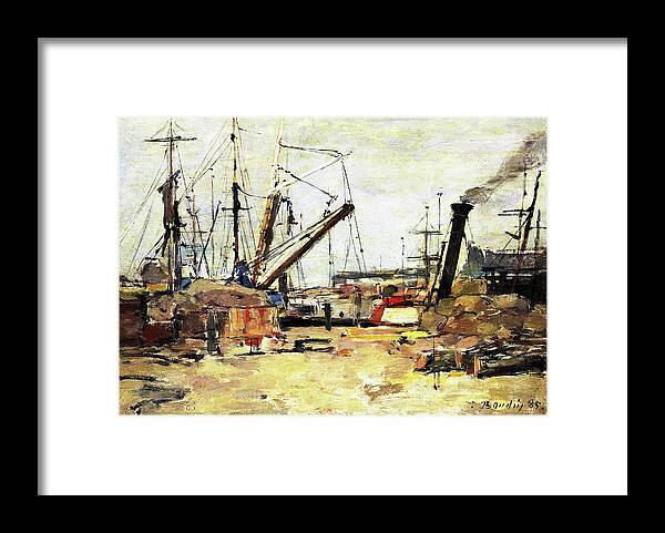 The Trawlers Framed Print featuring the painting The Trawlers - Digital Remastered Edition by Eugene Louis Boudin
