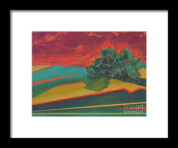 Popular Photo Framed Print featuring the painting The valley tree by Ofra Wolf