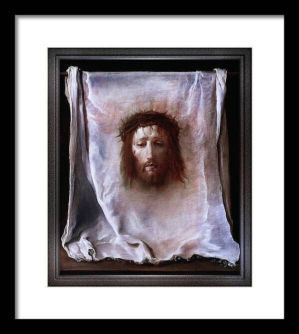 Veil Veronica Framed Print featuring the painting The Veil of Veronica by Domenico Fetti by Rolando Burbon