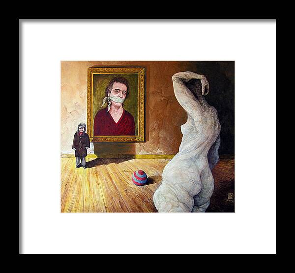 Surrealism Framed Print featuring the painting The Visitor by Otto Rapp