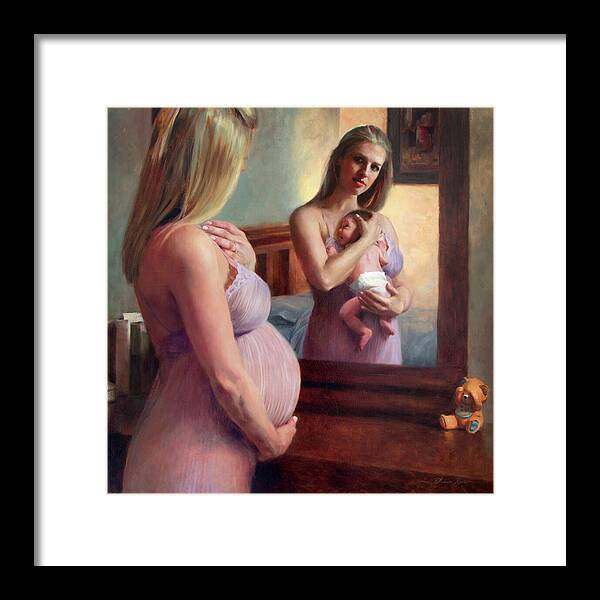 Pregnant Framed Print featuring the painting The Wait and the Reward by Anna Rose Bain