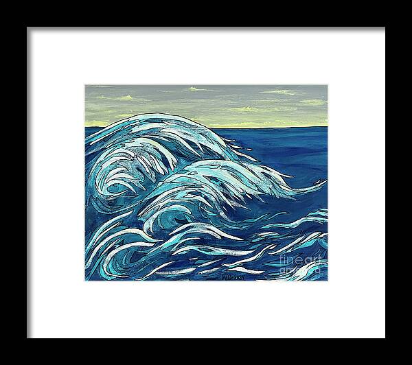 Waves Framed Print featuring the painting The Wave by Wendy Golden