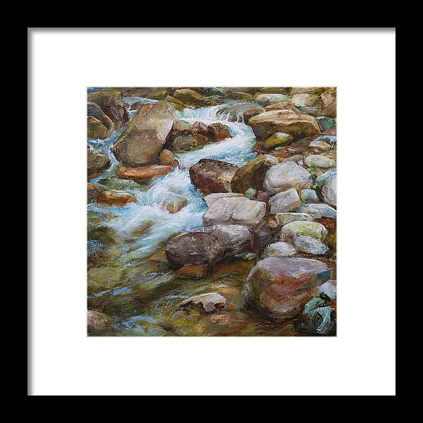 Stream Framed Print featuring the painting The Way Down by Hone Williams