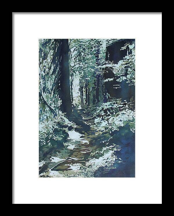 Woods Framed Print featuring the painting The Well Rooted Trail by Jenny Armitage