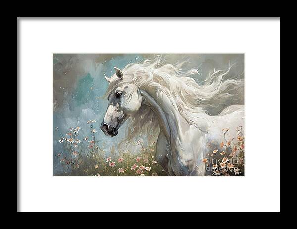 Horse Framed Print featuring the painting The White Knight by Tina LeCour