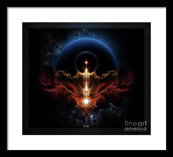 Wings Of Rydeon Framed Print featuring the digital art The Wings Of Rydeon Fractal Art Composition by Rolando Burbon