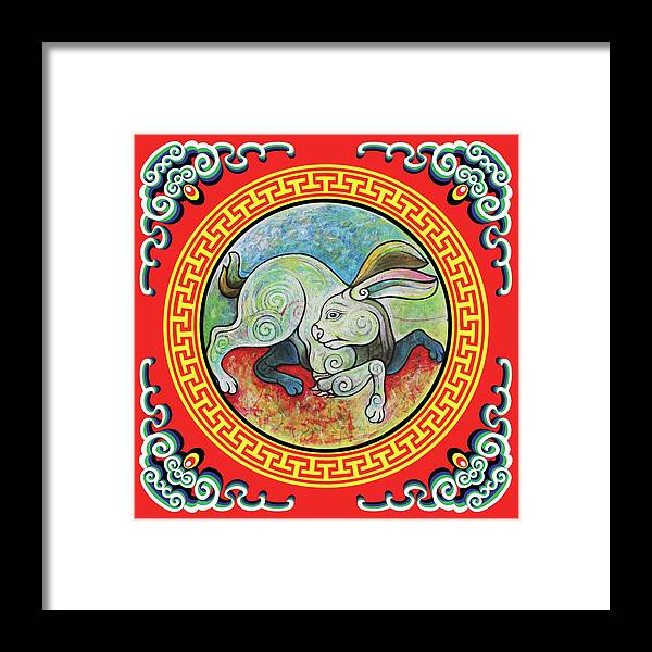 The Year Of The Rabbit Framed Print featuring the painting The Year of the Rabbit by Tom Dashnyam Otgontugs
