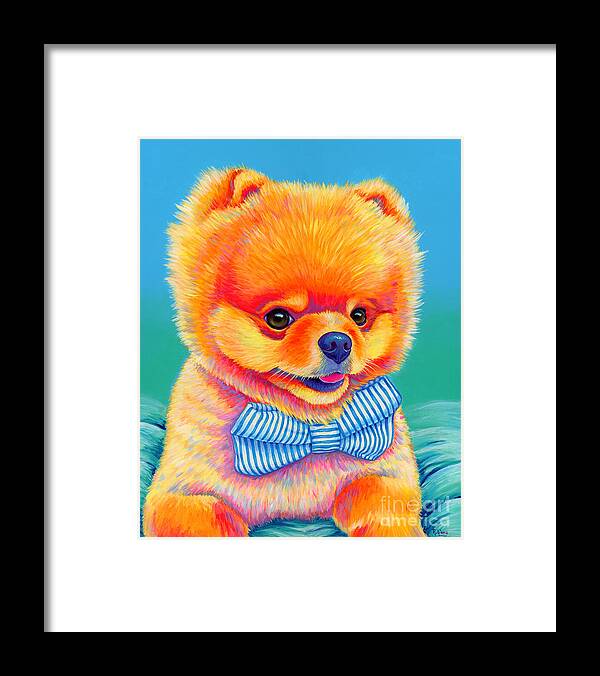 Pomeranian Framed Print featuring the painting Theo the Pomeranian by Rebecca Wang