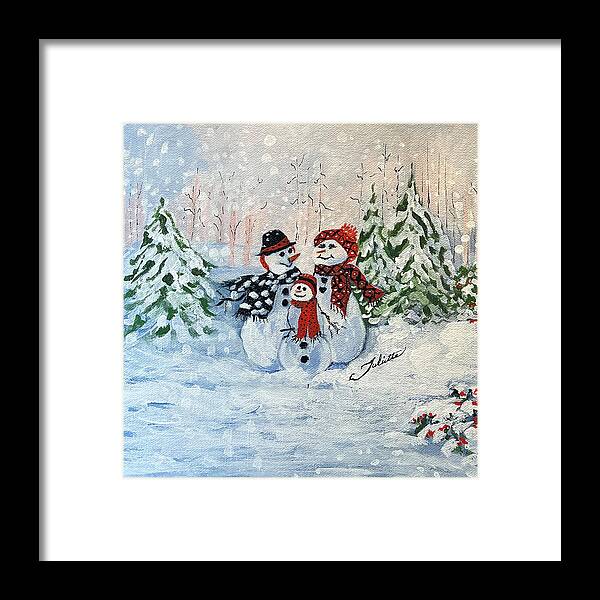 Snowman Framed Print featuring the painting There's Snow Place Like Home by Juliette Becker