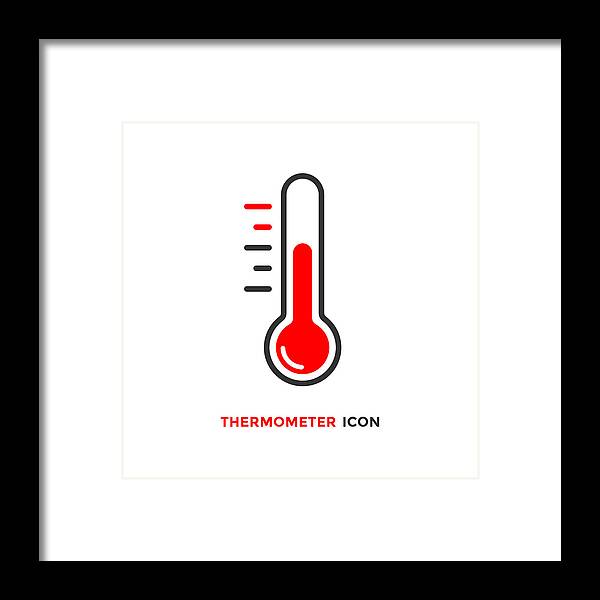 Cold And Flu Framed Print featuring the drawing Thermometer Icon Vector Design on White Background. by Designer29