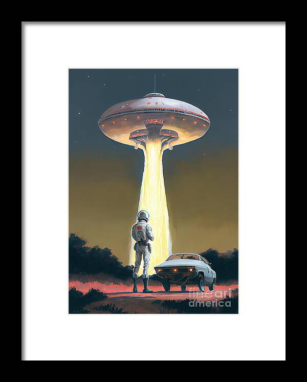 Astronaut Framed Print featuring the painting They Arrived by N Akkash