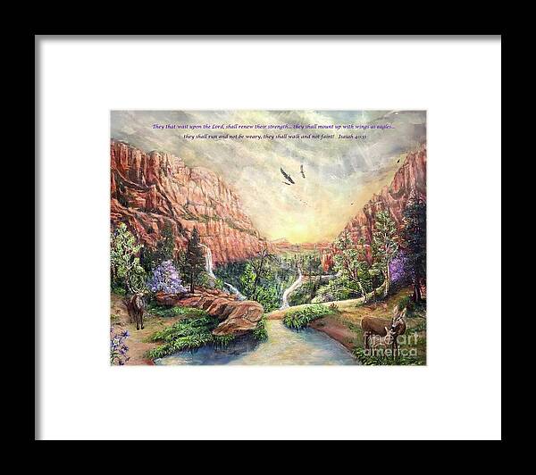 Zion Framed Print featuring the painting They Shall Mount up with wings as Eagles by Bonnie Marie