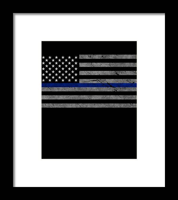 Funny Framed Print featuring the digital art Thin Blue Line US Flag by Flippin Sweet Gear