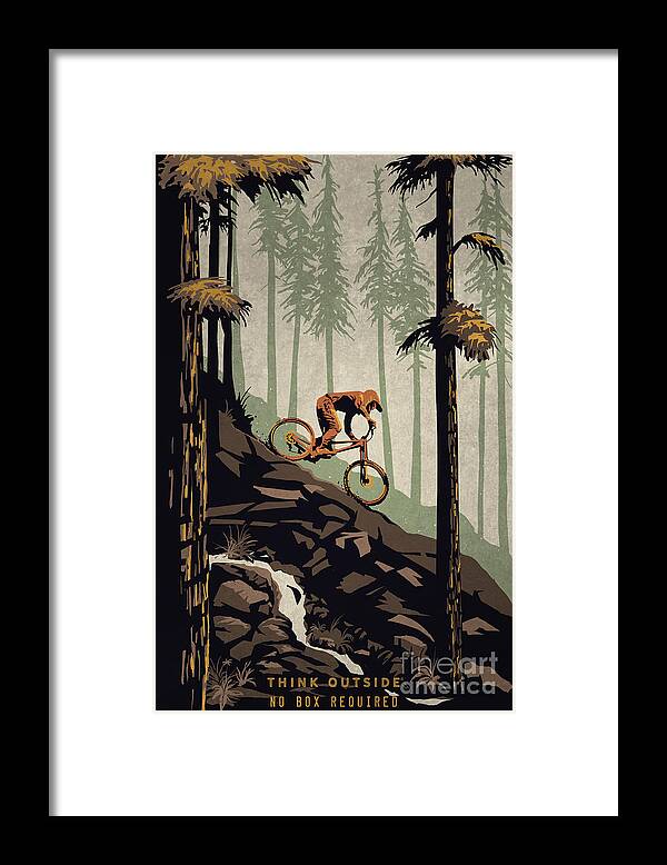 Mountain Bike Framed Print featuring the painting Think Outside No Box Required by Sassan Filsoof