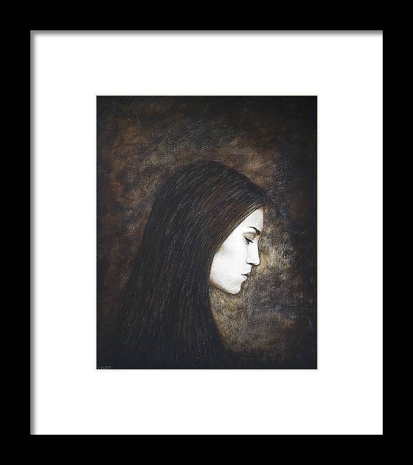 Thinking Framed Print featuring the painting Thinking by Lynet McDonald