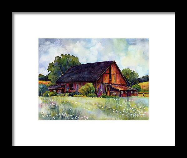 Barn Framed Print featuring the painting This Old Barn by Hailey E Herrera