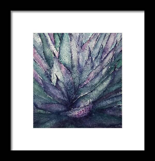 Agave Framed Print featuring the painting Thorny on the Outside by Terry Ann Morris