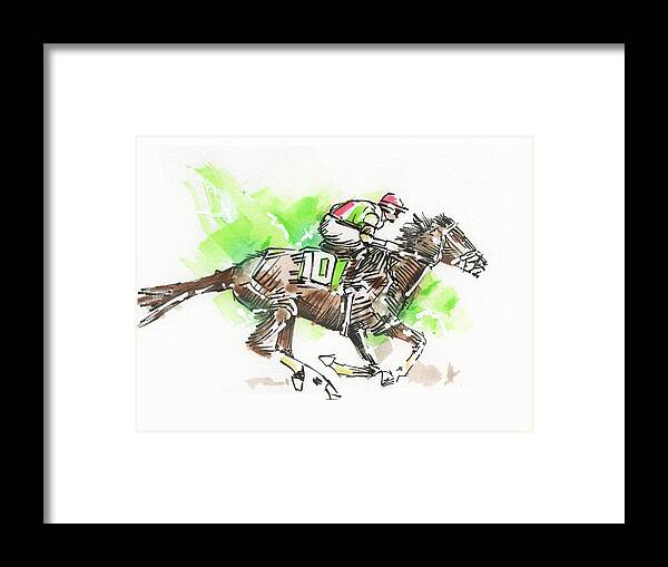 Equine Framed Print featuring the drawing Thoroughbred No2 by Peter Farago