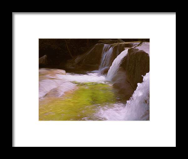 River Framed Print featuring the mixed media Three Cascades in Paradise by Lynda Lehmann