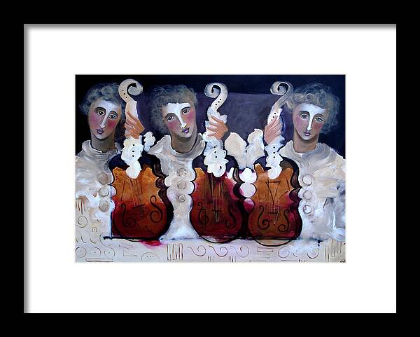 Figurative Framed Print featuring the painting Three From Above by Jim Stallings