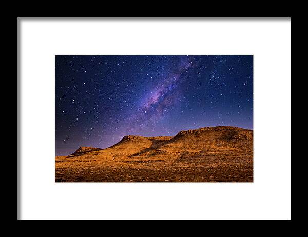 Texas Framed Print featuring the photograph Three Mesas in Moonlight by SR Green