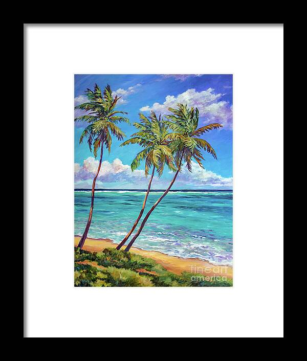 Art Framed Print featuring the painting Three Palms by John Clark