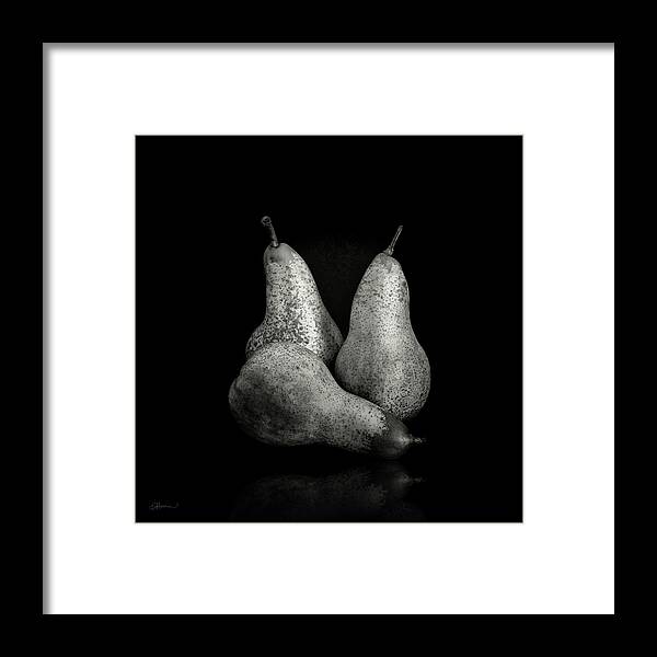 Three Framed Print featuring the digital art Three Pears by Cindy Collier Harris