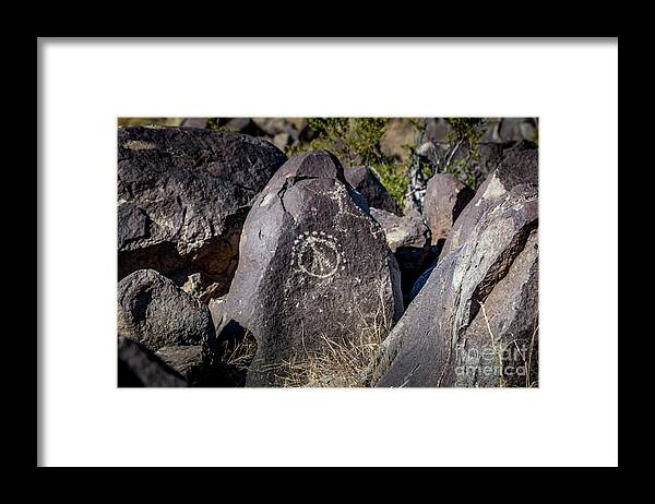 Ancient Framed Print featuring the photograph Three Rivers Petroglyphs #11 by Blake Webster
