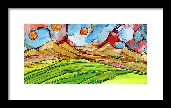 Dreamscape Framed Print featuring the painting Three Suns by Winona's Sunshyne