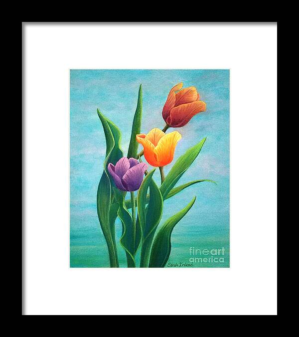Tulips Framed Print featuring the painting Tulips on My Mind by Sarah Irland