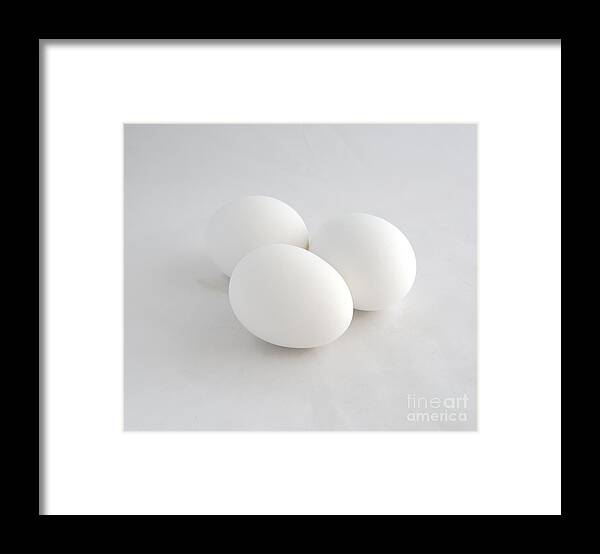 Eggs Framed Print featuring the photograph Three White Eggs by Kae Cheatham