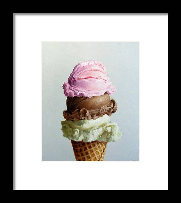 Ice Cream Framed Print featuring the painting Three's The Charm by Susan N Jarvis