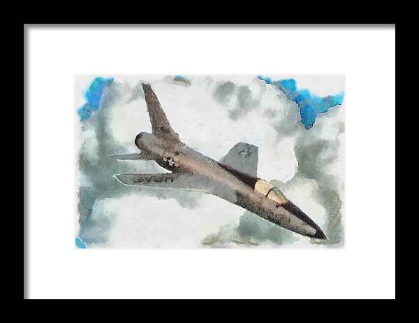 F-105 Framed Print featuring the mixed media Thud in Flight by Christopher Reed