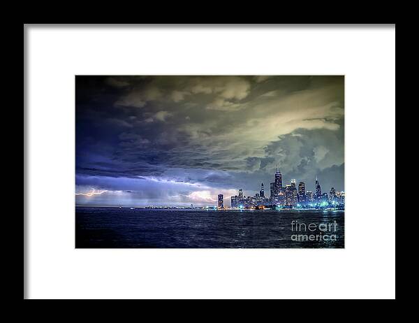 Chicago Framed Print featuring the photograph Thunder and Lightning in the Dark City III by Bruno Passigatti