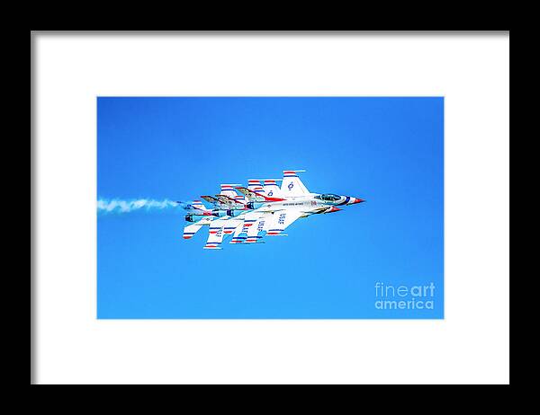 Thunderbirds Framed Print featuring the photograph Thunderbirds Echelon Formation by Jeff at JSJ Photography