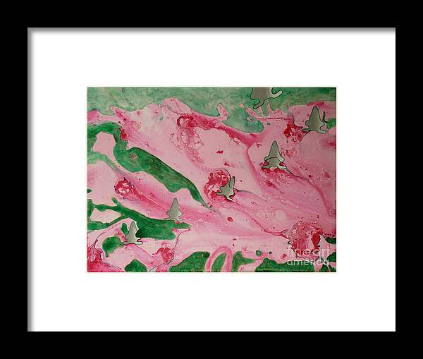 Abstract Framed Print featuring the painting Tickled Pink by Nicolas Grahame Young