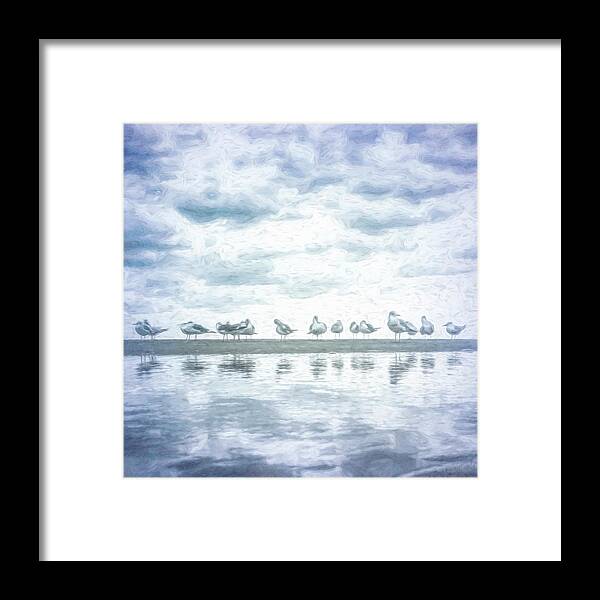 Seagulls Framed Print featuring the photograph Tidal Pools in Square Painting by Debra and Dave Vanderlaan